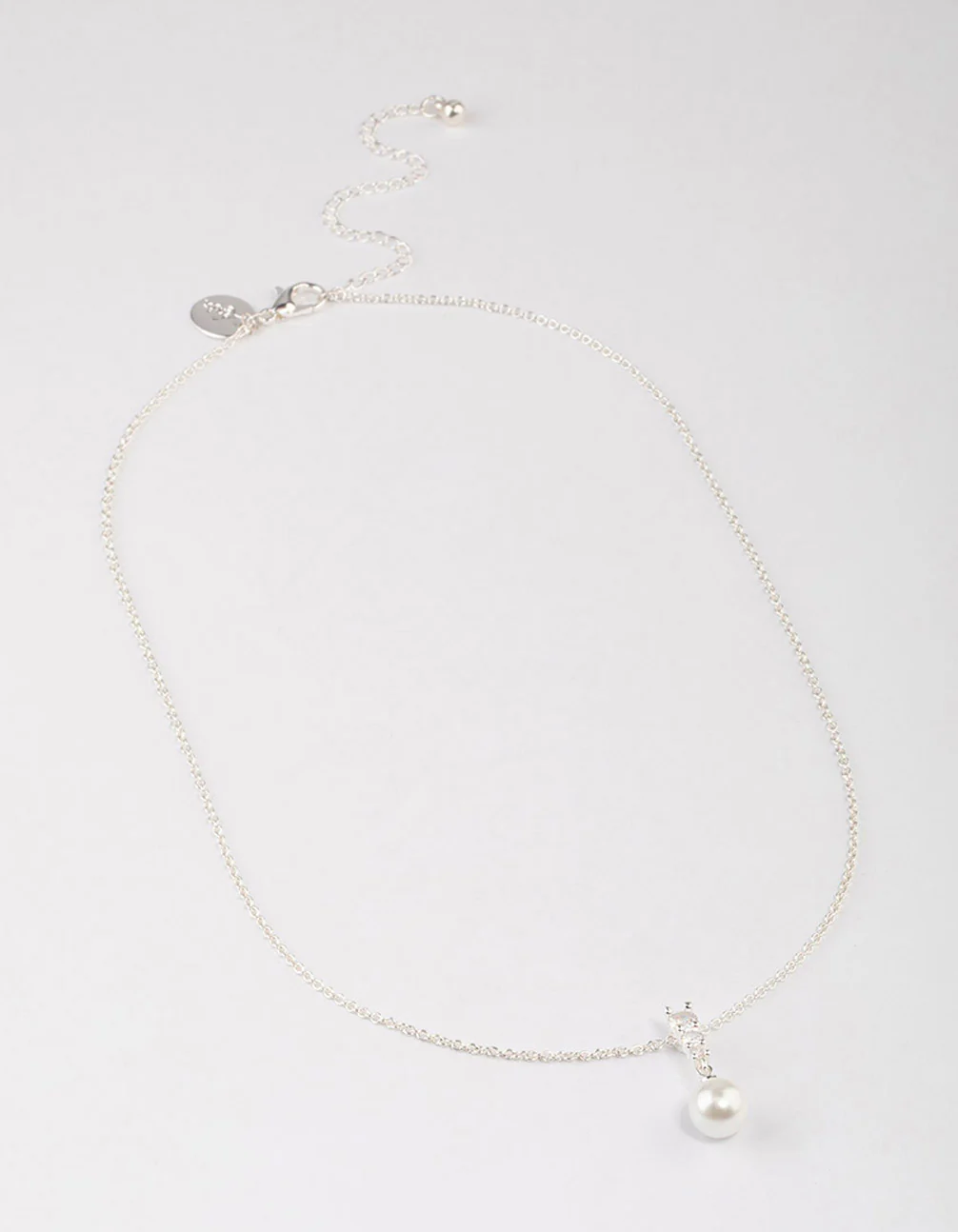 Silver Plated Cubic Zirconia Freshwater Pearl Pendant Necklace - Image 2