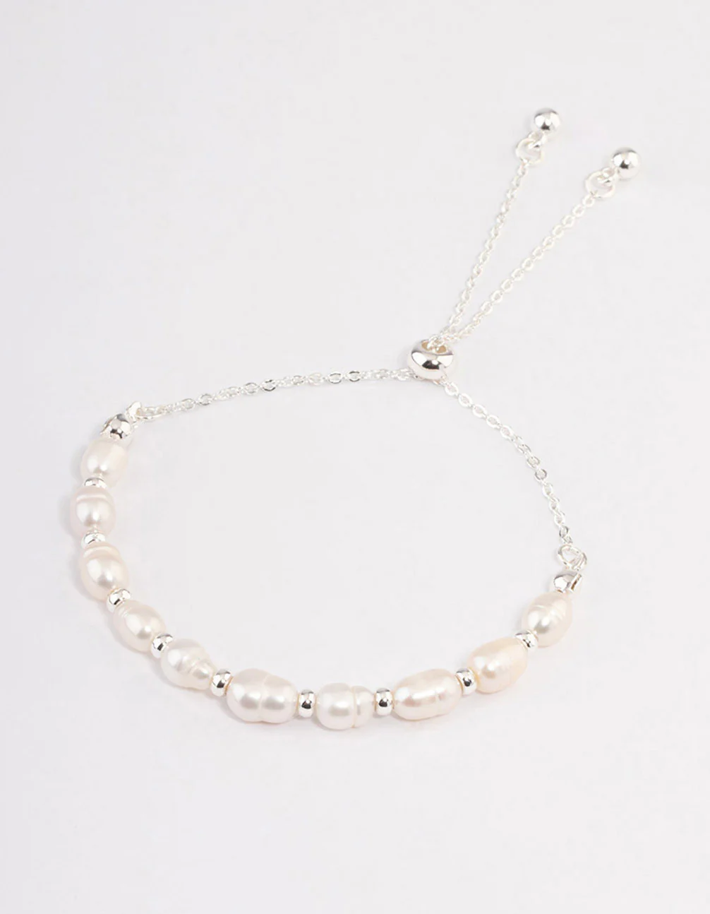 Silver Plated Freshwater Pearl Ball Toggle Bracelet