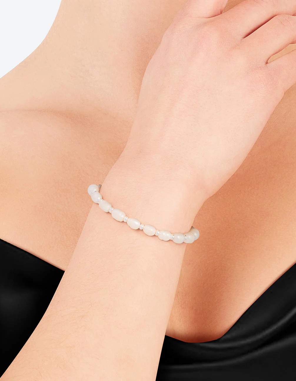 Silver Plated Freshwater Pearl Ball Toggle Bracelet - Image 2