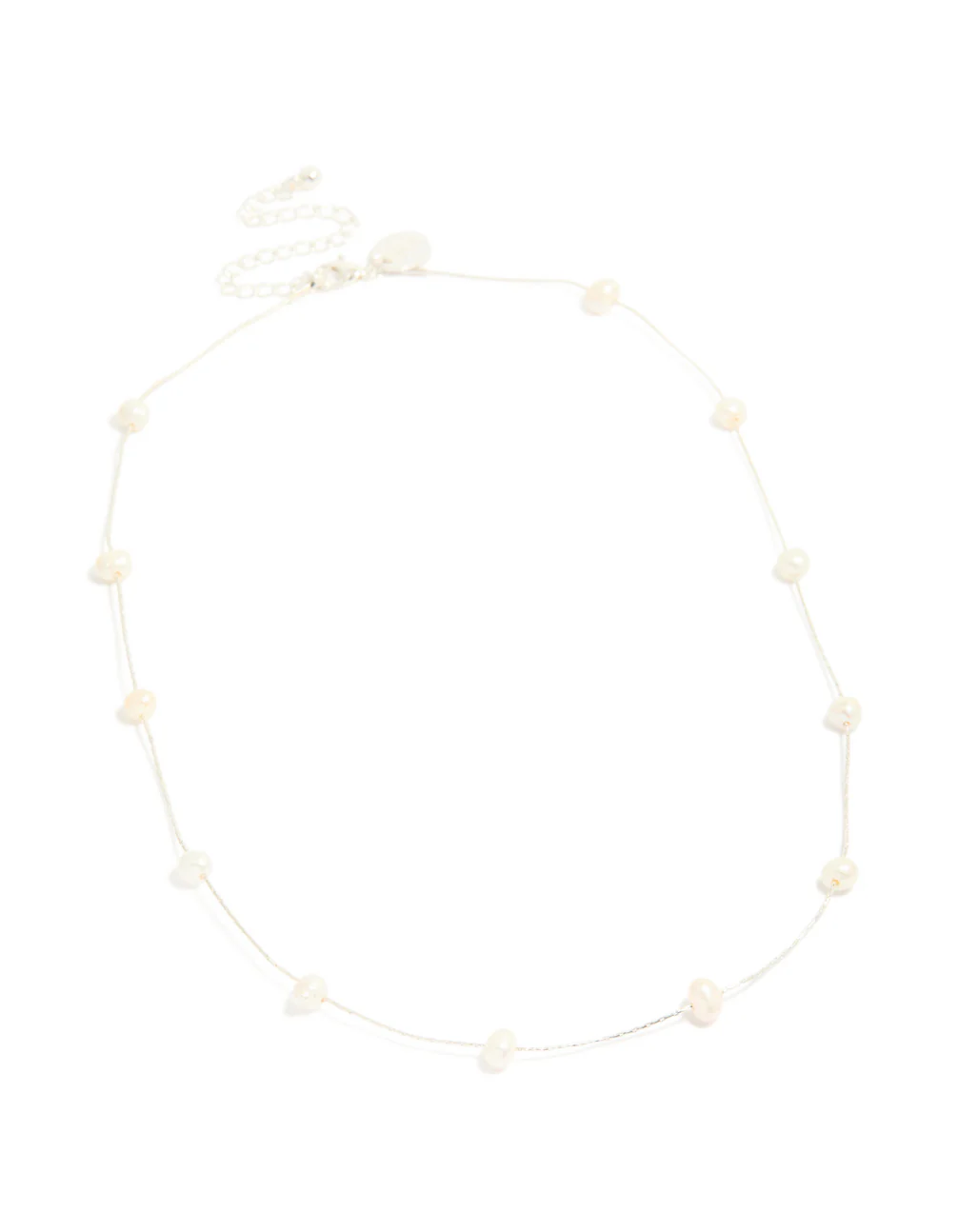 Silver Plated Freshwater Pearl Dotted Fine Necklace - Image 4