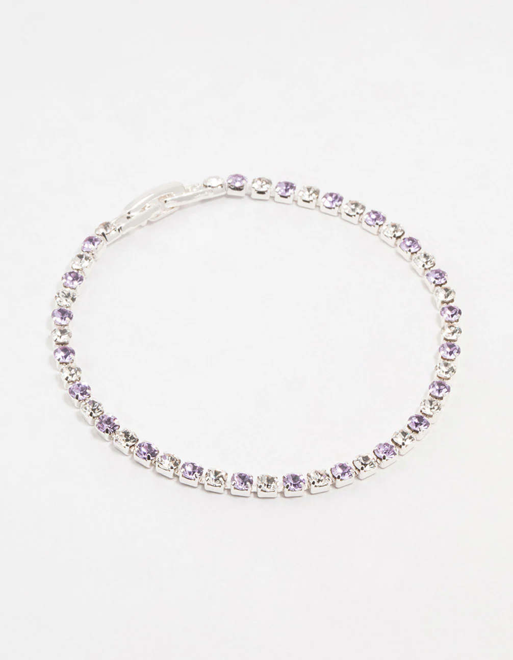Purple Czech Bohemia Crystal Silver Fine Cup Chain Clasp Bracelet