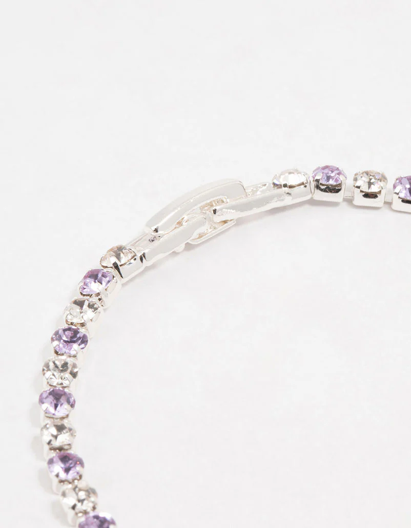 Purple Czech Bohemia Crystal Silver Fine Cup Chain Clasp Bracelet - Image 3