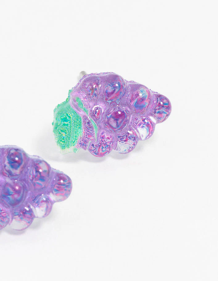 Purple Grape Bunch Stud Earrings - Image 3