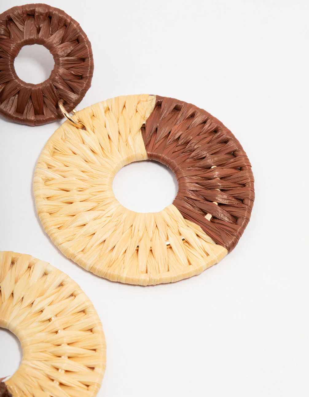 Raffia Round Double Drop Earrings - Image 3