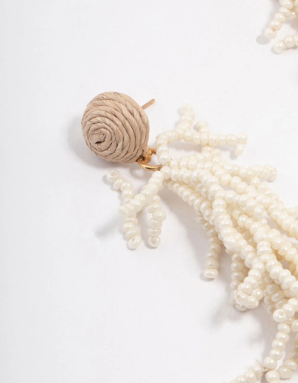 Raffia Sea Coral Drop Earrings - Image 2