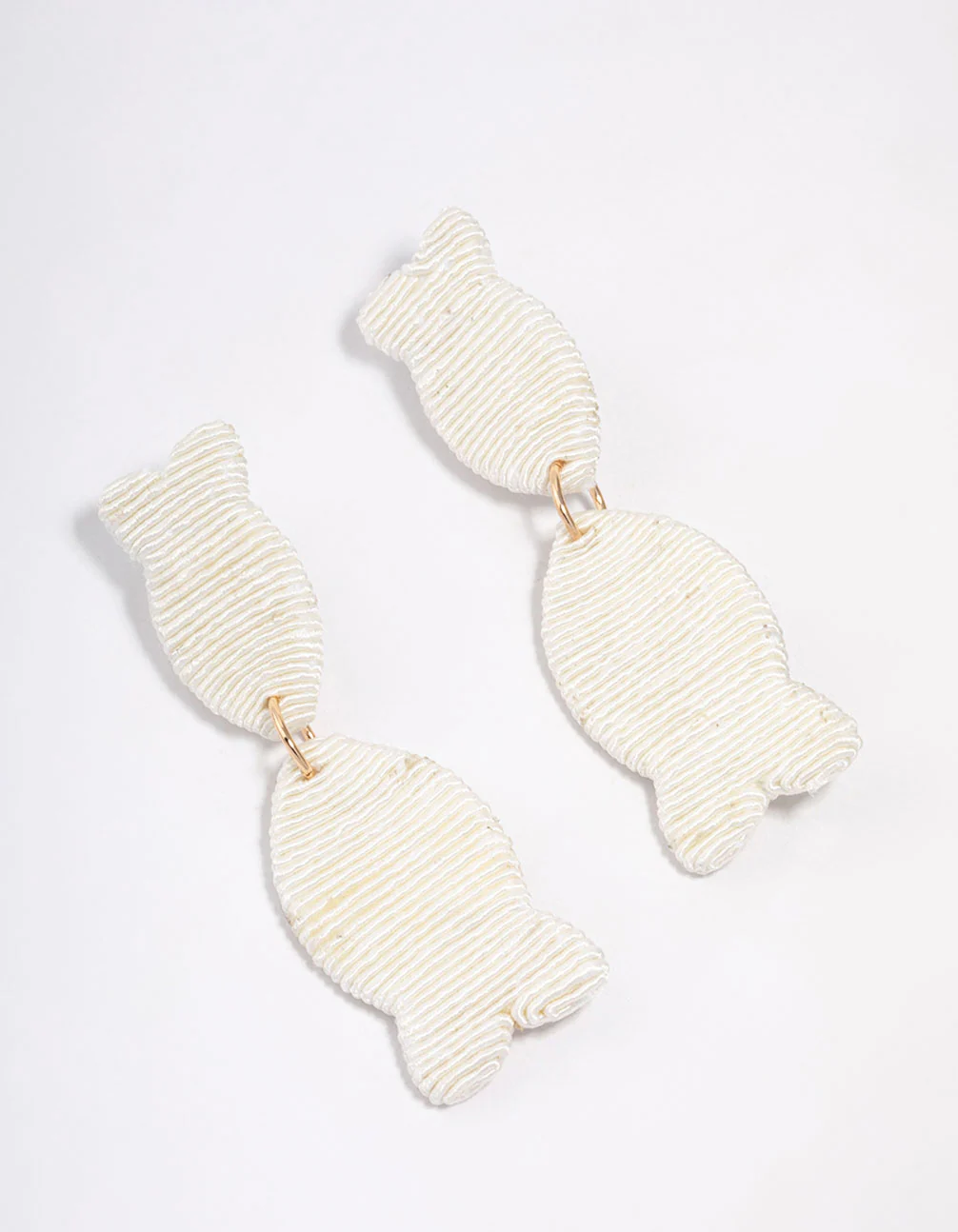 Raffia Texture Double Fish Drop Earrings