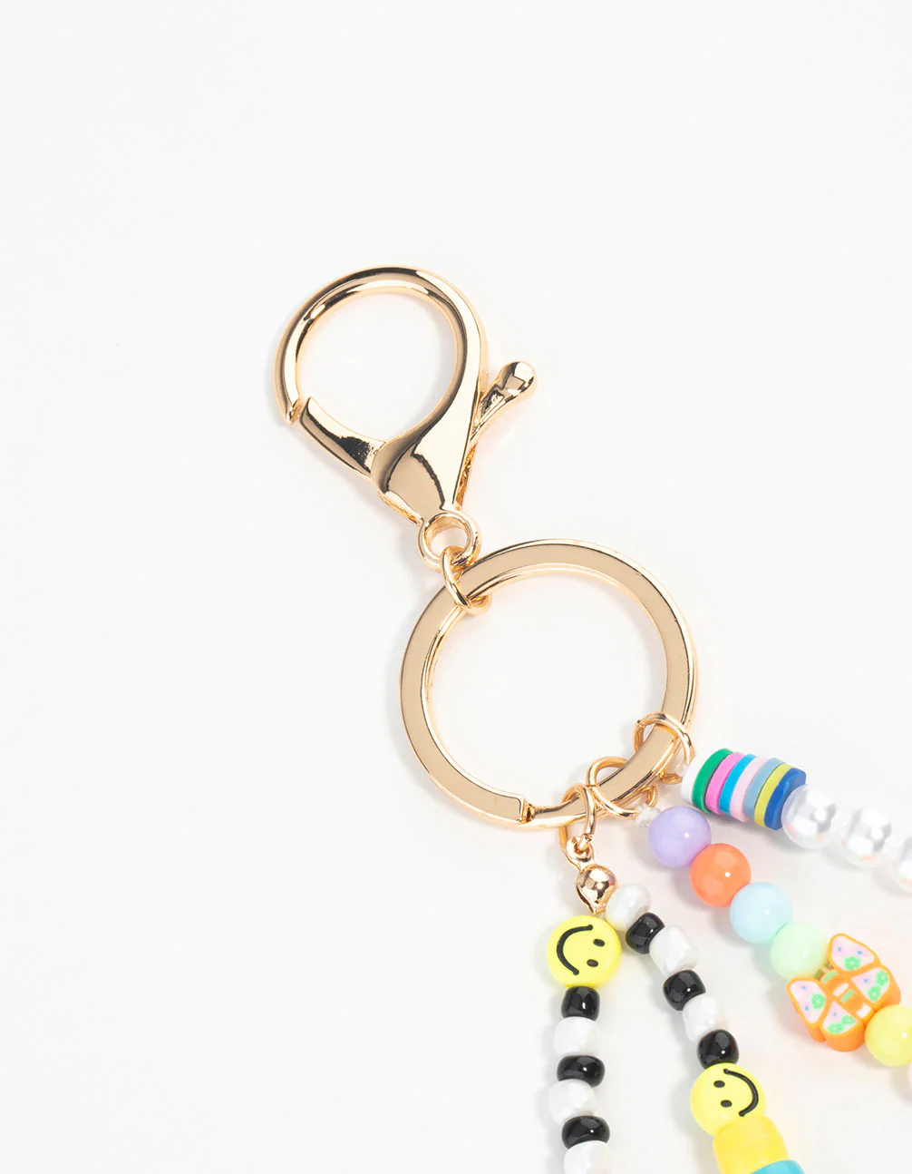 Rainbow Beaded & Gold Bow Keychain - Image 3