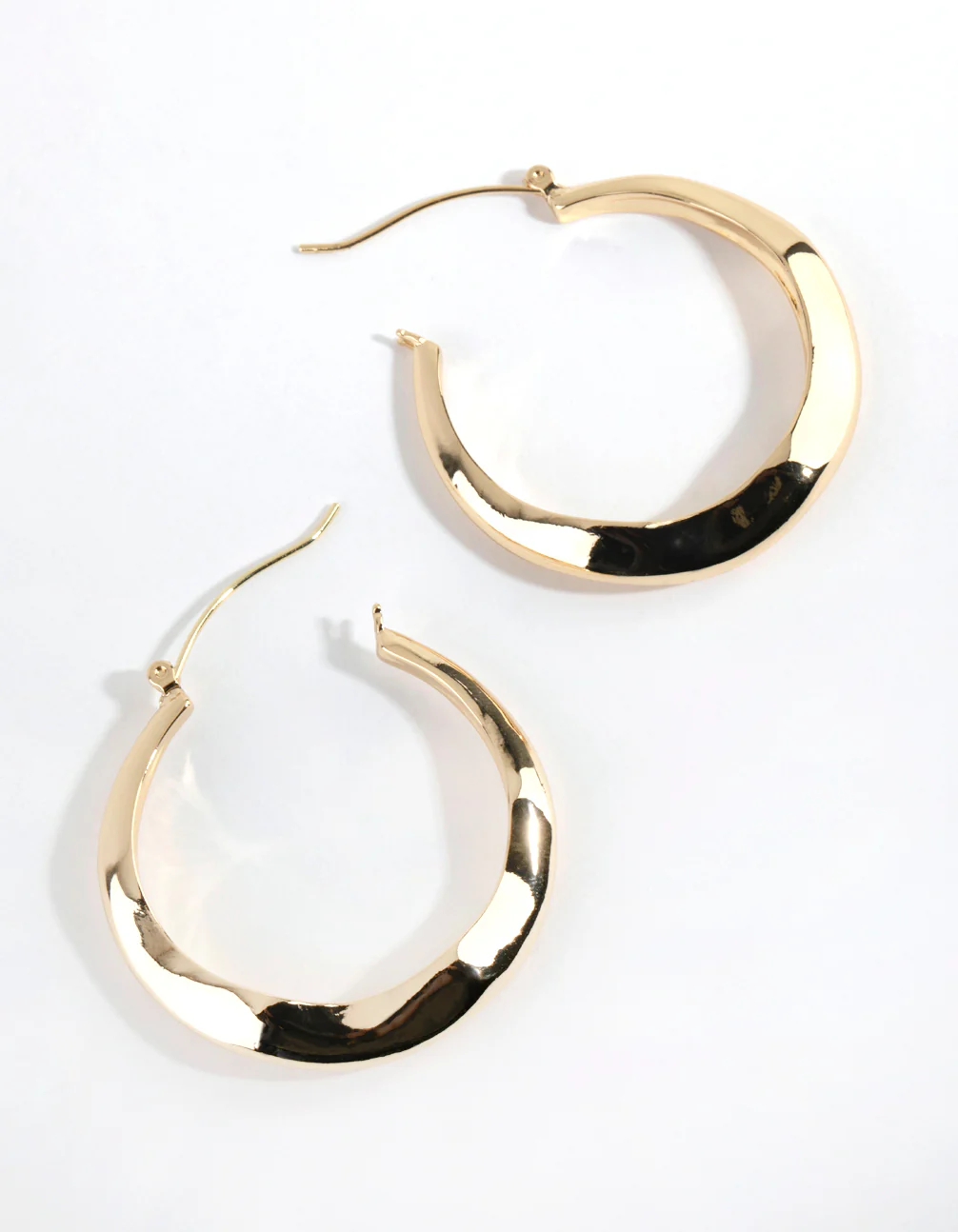 Gold Plated Large Swirl Hoop Earrings - Image 2
