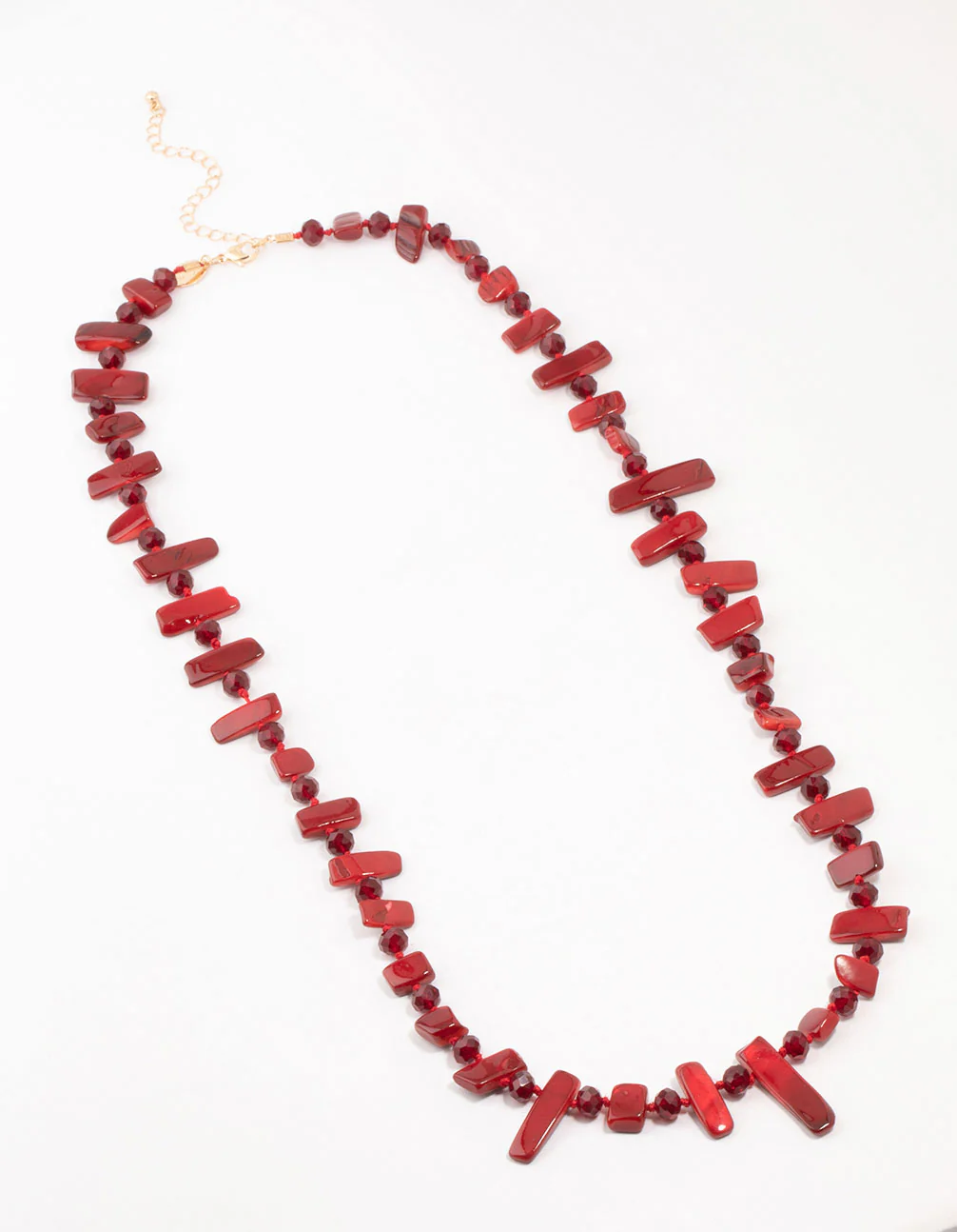 Red Genuine Shell Bead Layered Necklace - Image 2