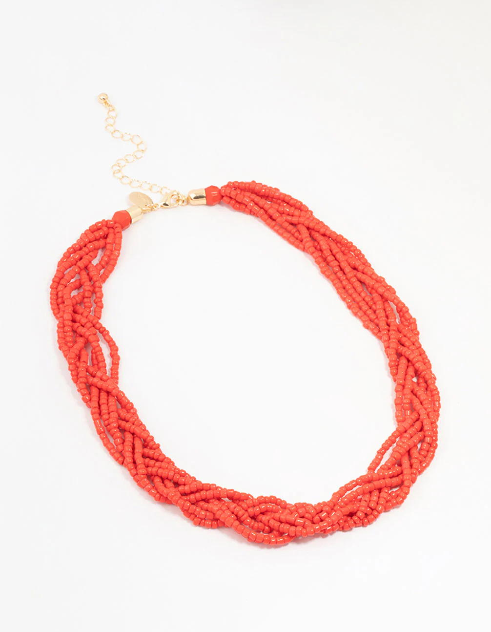 Red Beaded Twisted Layered Necklace - Image 2