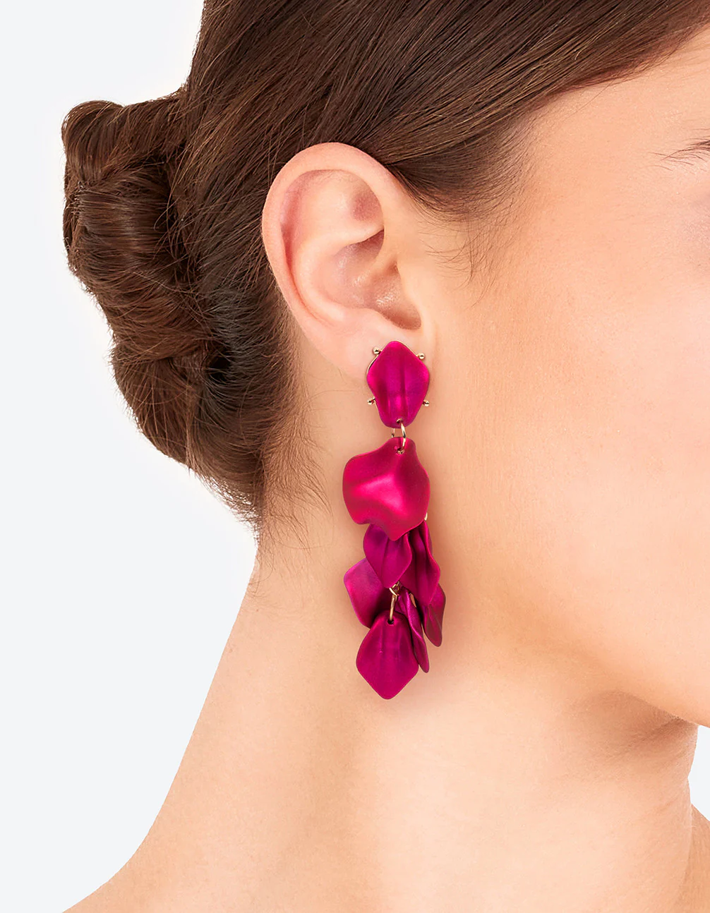 Fuchsia Petal Drop Earrings - Image 2