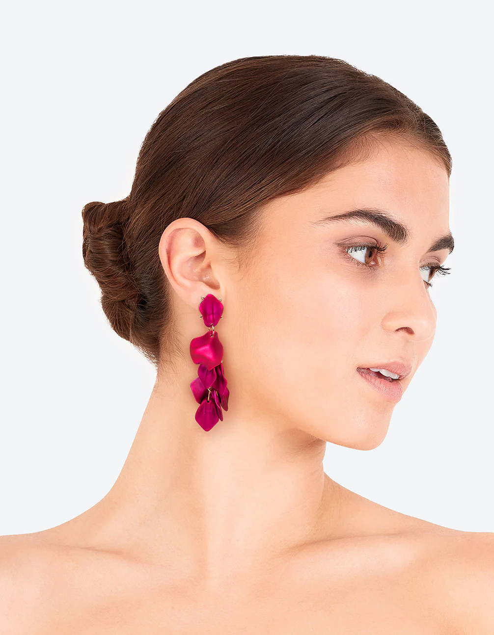 Fuchsia Petal Drop Earrings - Image 3