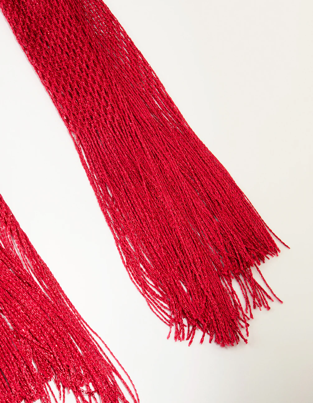 Red Fabric Draped Long Scarf - Image 3