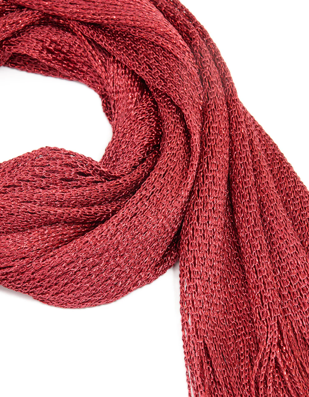 Red Glitter Fabric Draped Scarf - Image 2