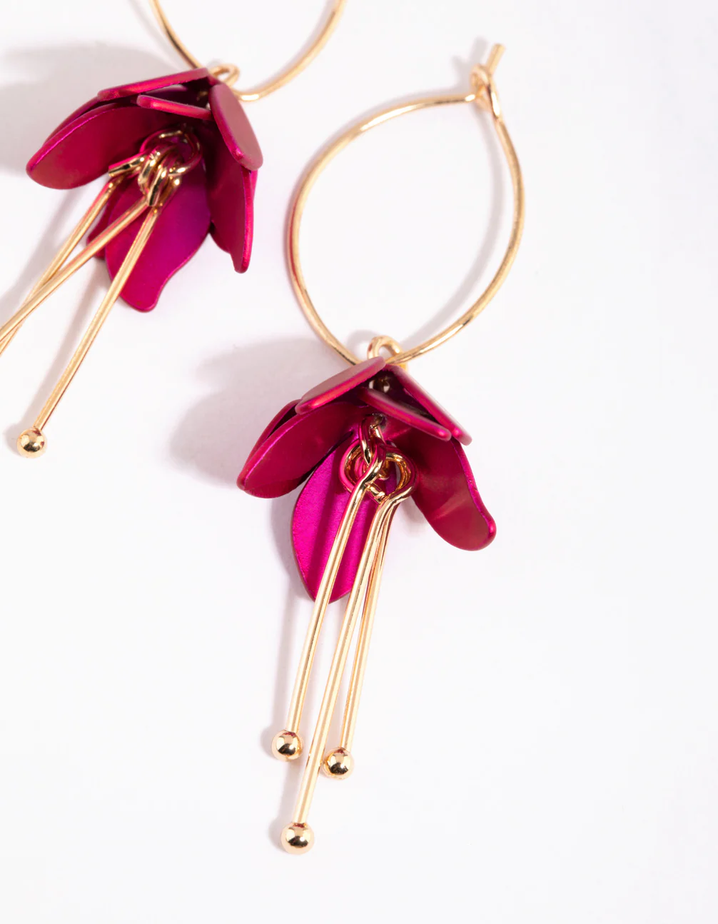 Fuchsia Flower Drop Earrings - Image 4