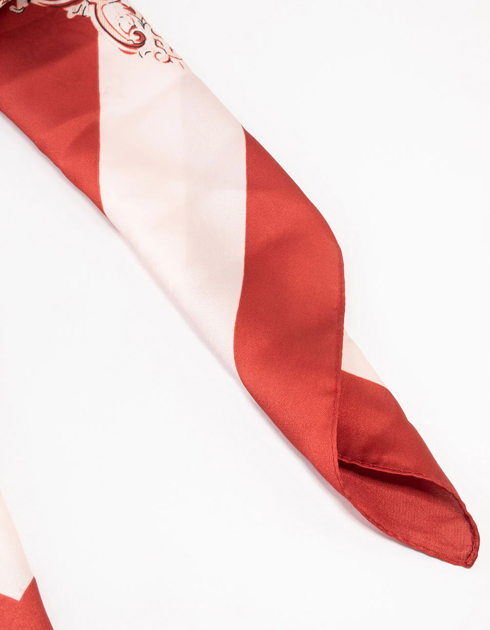 Red & White Regal Print Fabric Scarf - Image 3