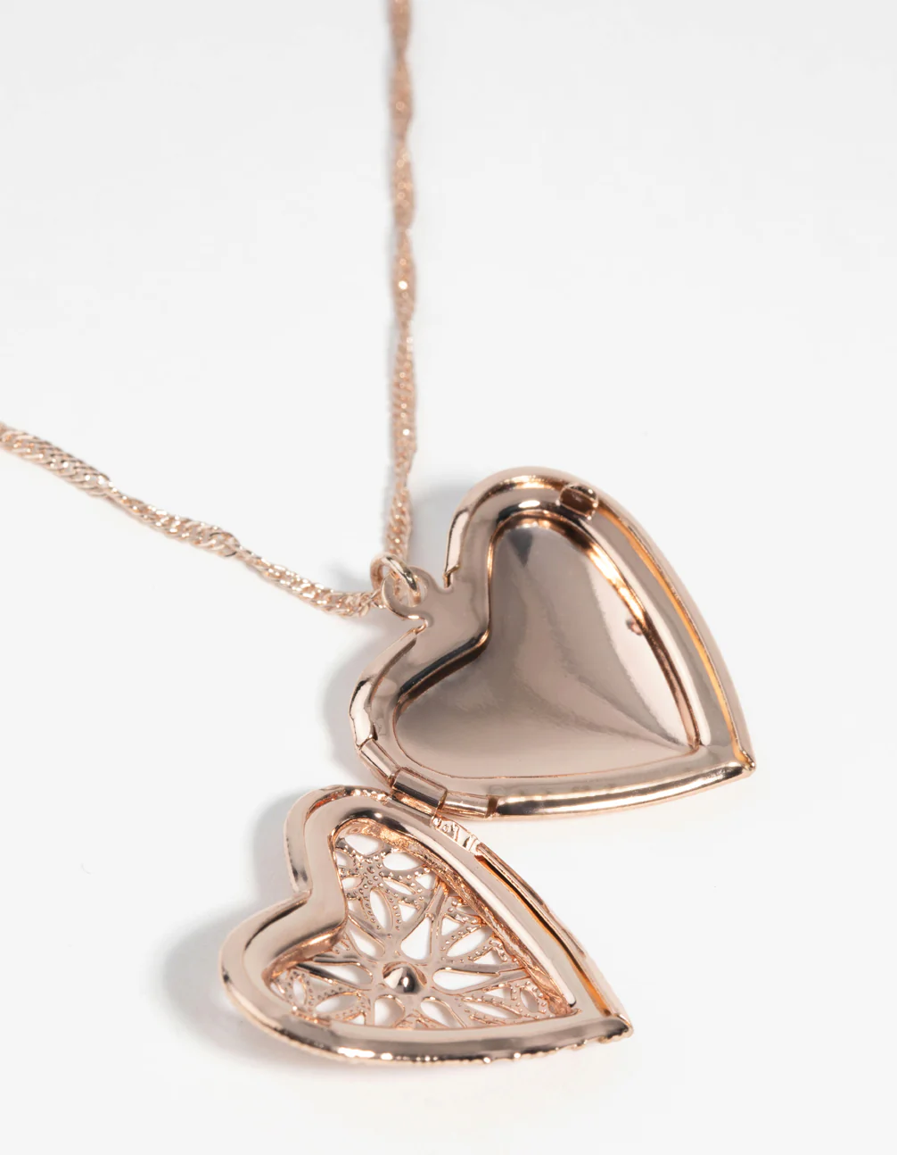 Rose Gold Diamante Heart Locket Necklace - Image 4