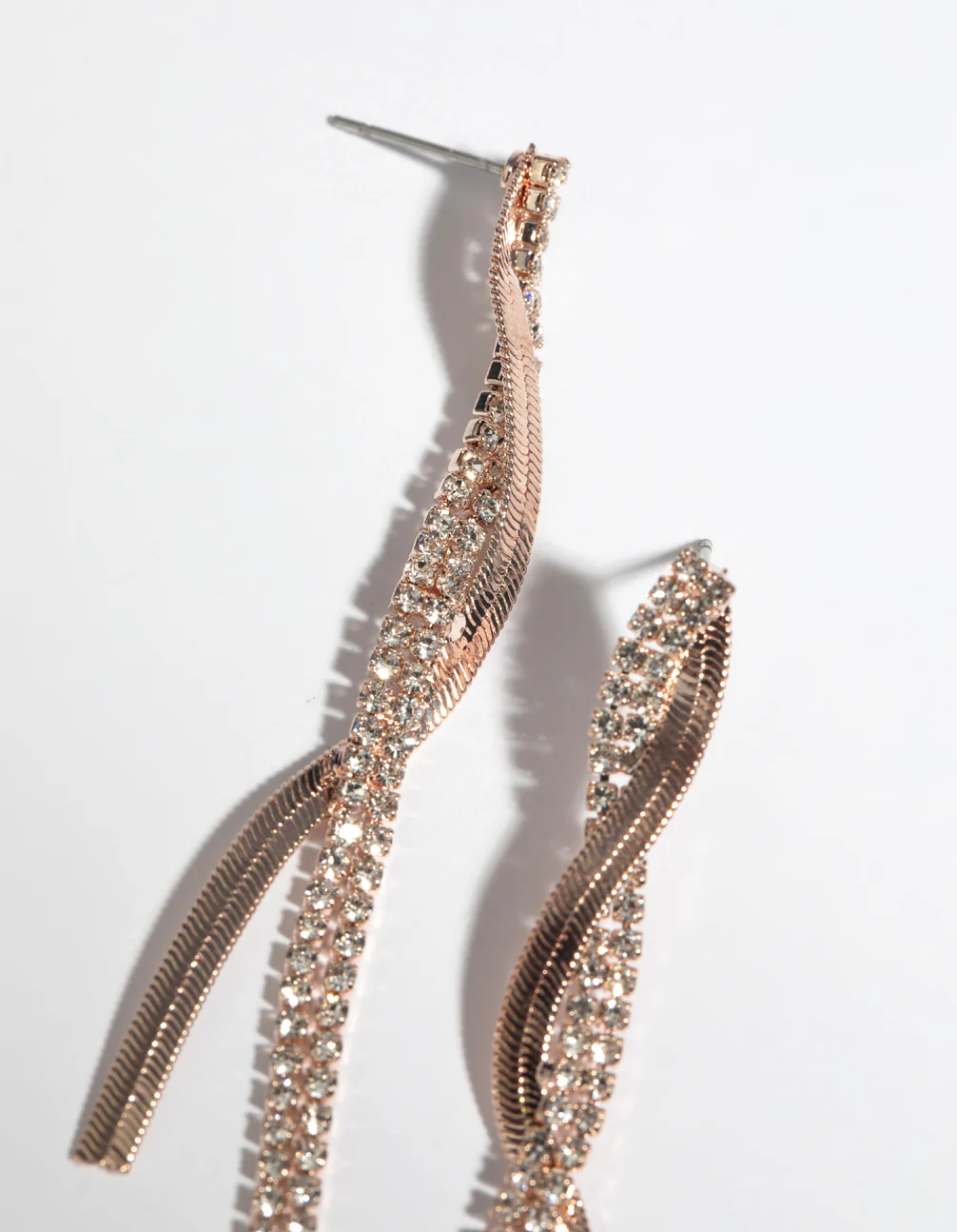 Rose Gold Snake Drop Earrings - Image 3