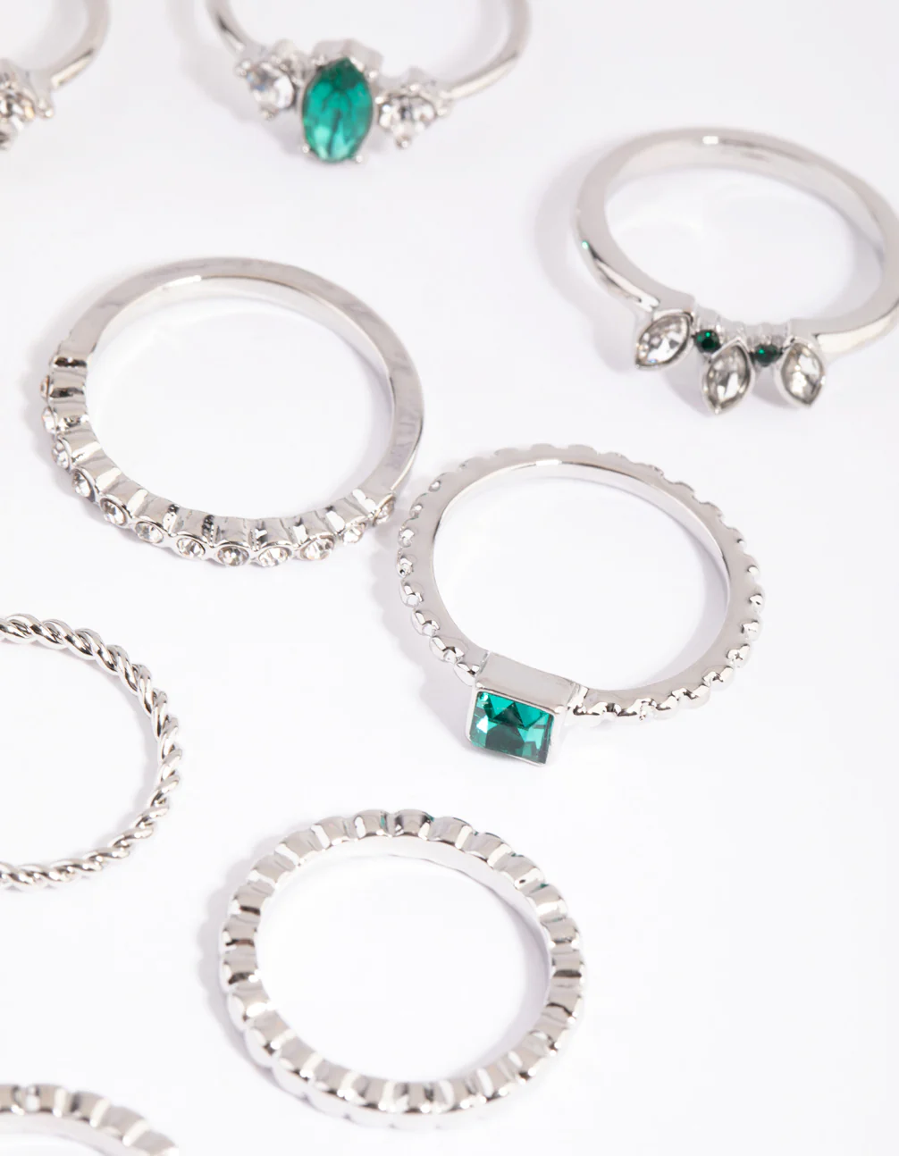 Silver Mixed Band & Stone Ring Pack - Image 3