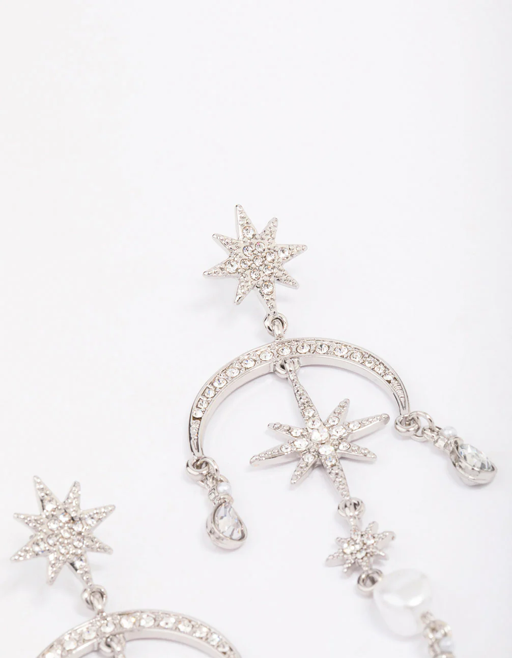 Silver Celestial & Pearl Drop Earrings - Image 3