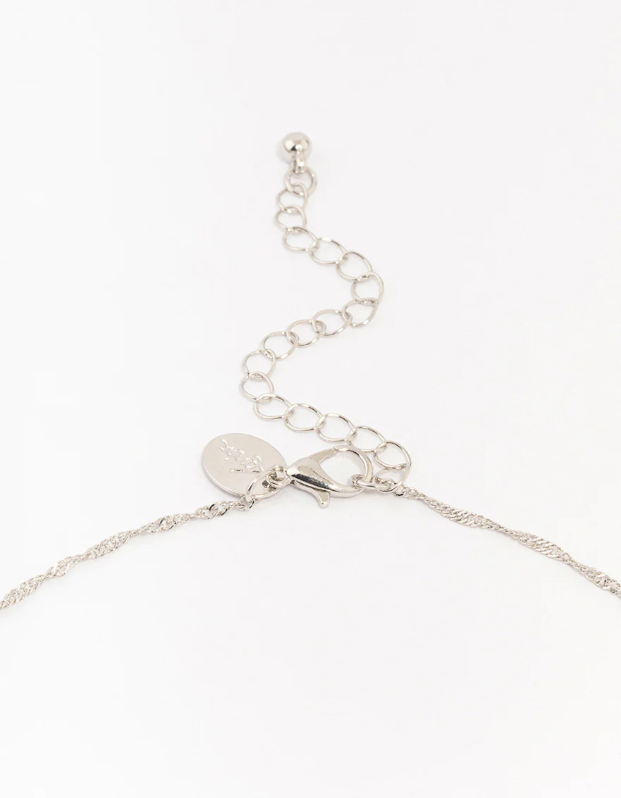 Silver Cubic Zirconia Diamante Double Cross Necklace - Image 3