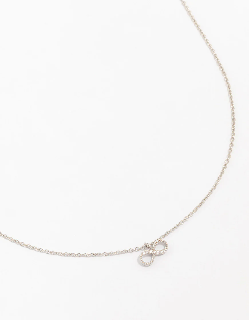 Silver Cubic Zirconia Diamante Infinity Pendant Necklace