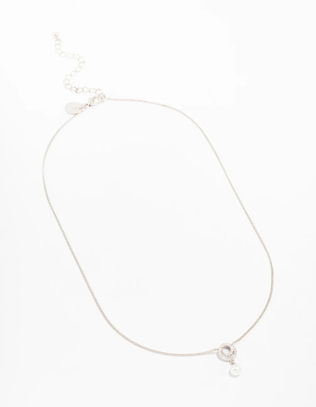 Silver Cubic Zirconia Swirl Pearl Necklace - Image 2
