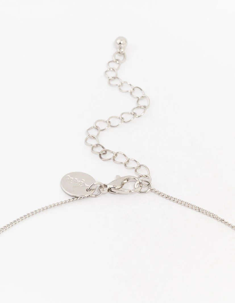Silver Cubic Zirconia Swirl Pearl Necklace - Image 3
