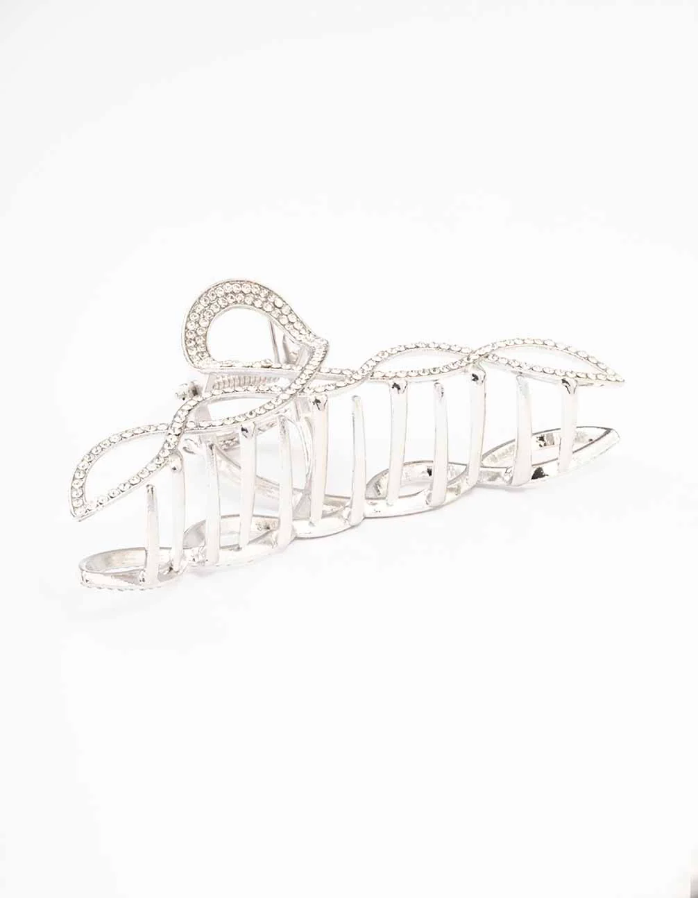 Silver Diamante Braided Twisted Hair Claw Clip