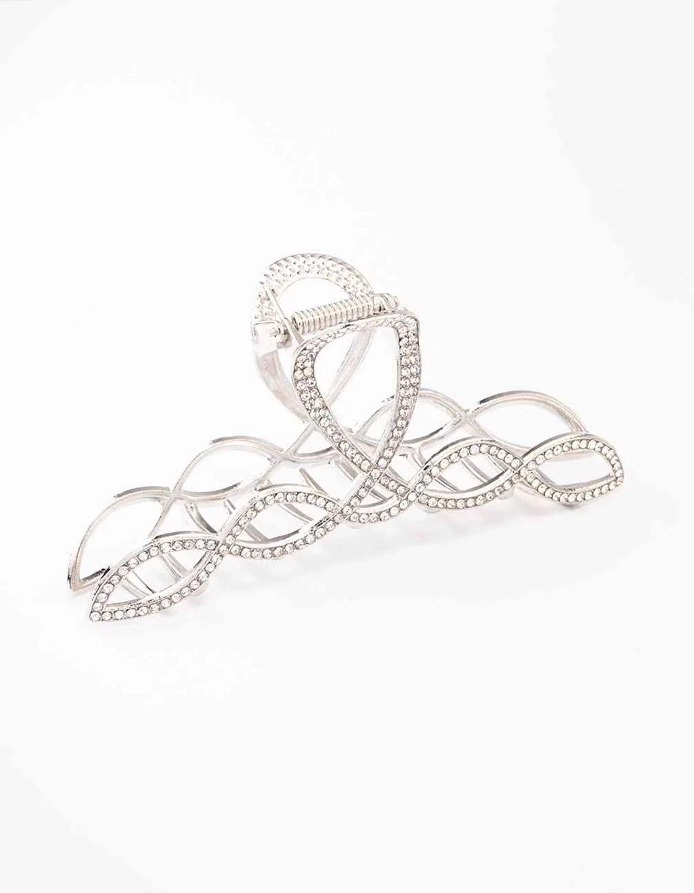 Silver Diamante Braided Twisted Hair Claw Clip - Image 2