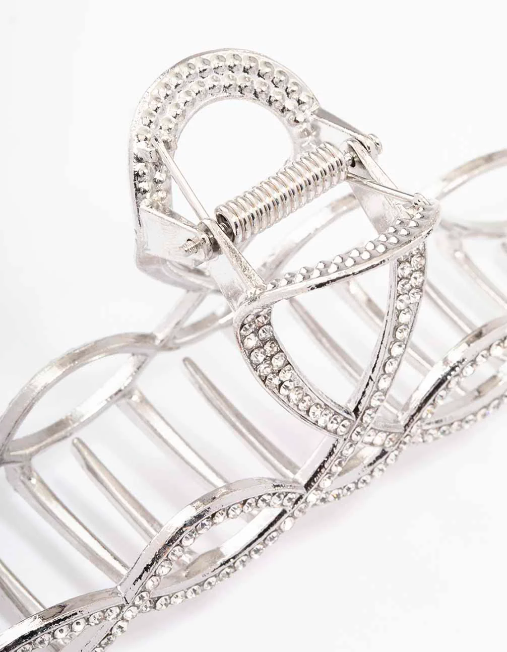 Silver Diamante Braided Twisted Hair Claw Clip - Image 3