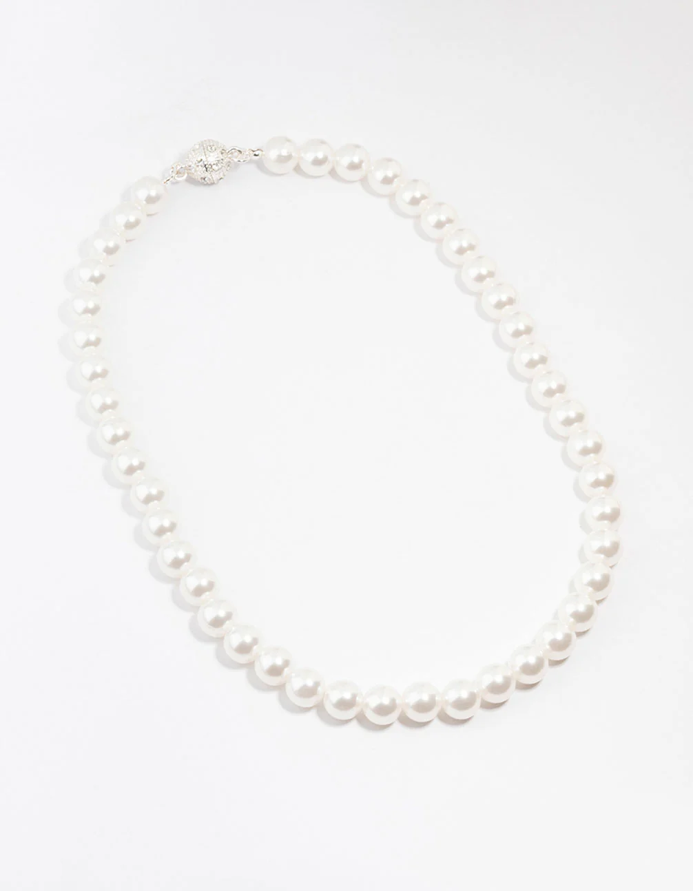 Silver Diamante Pearl Necklace - Image 2