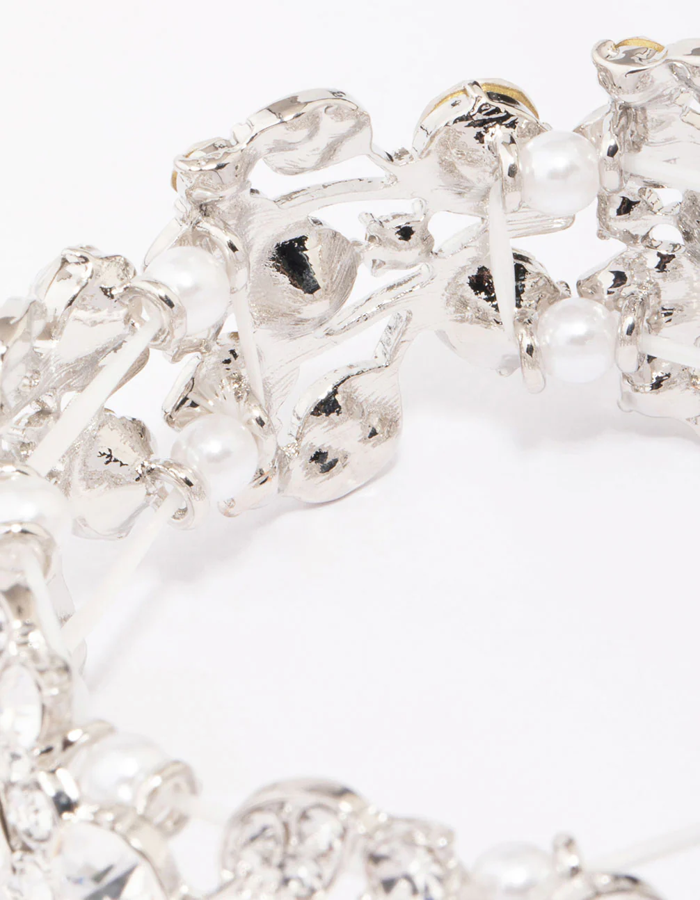 Silver Diamante Pearl Stretch Bracelet - Image 3