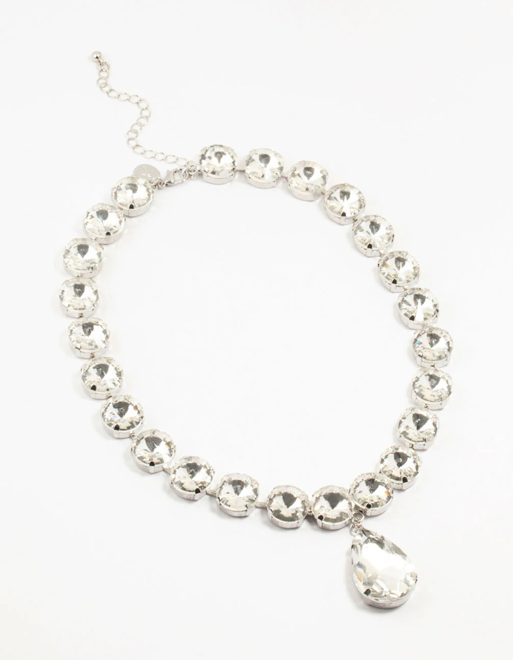Silver Diamante Statement Pendant Necklace - Image 2
