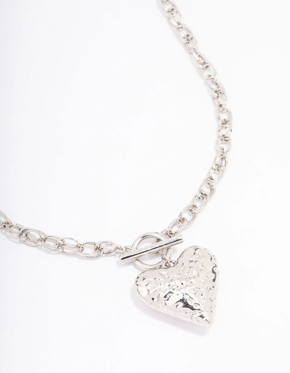 Silver Filigree Puffy Heart Necklace
