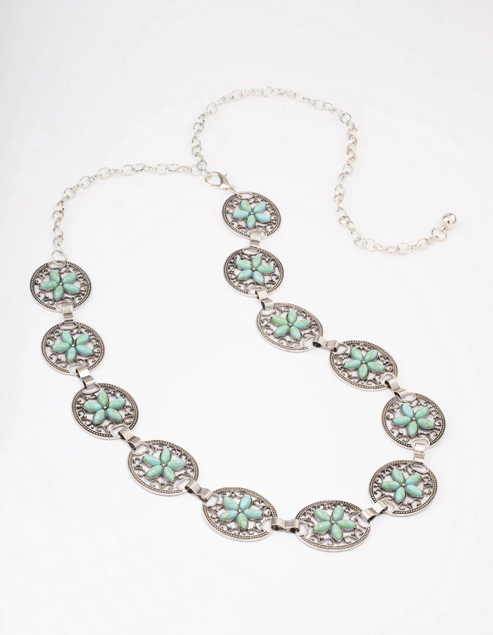 Silver Floral Ornate Boho Belt - Image 2