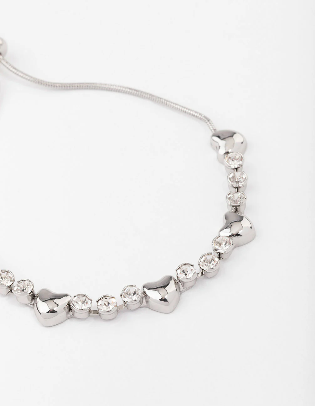 Silver Heart & Diamante Bracelet - Image 2