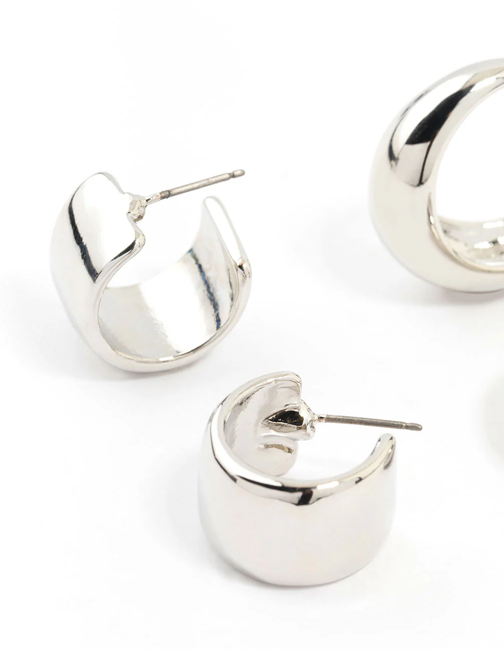 Silver Mixed Shape Hoop Earrings 2-Pack - Image 2