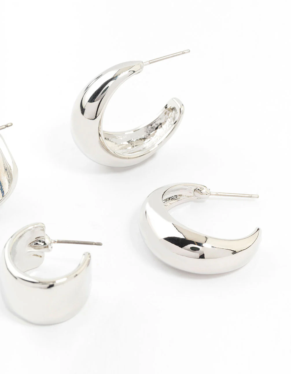 Silver Mixed Shape Hoop Earrings 2-Pack - Image 3