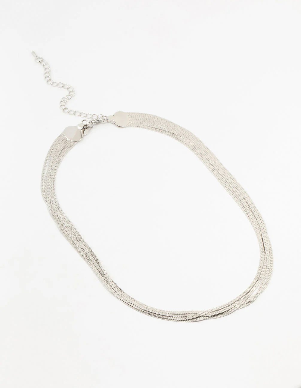 Silver Multirow Snake Chain Necklace - Image 2