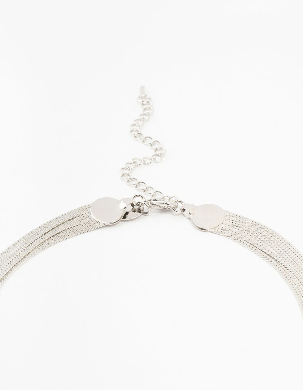 Silver Multirow Snake Chain Necklace - Image 3