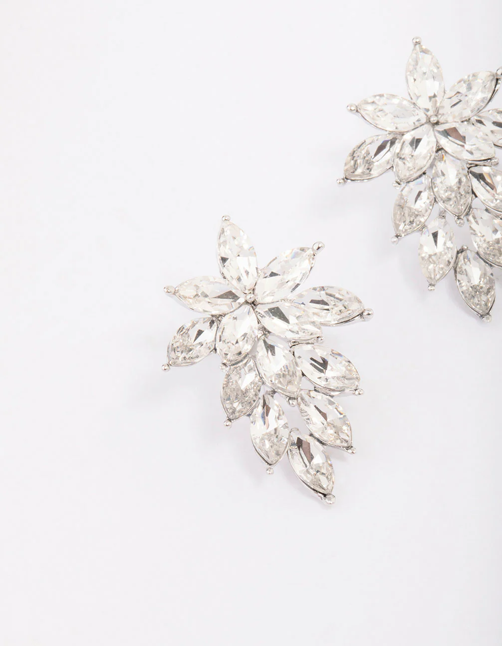 Silver Pear Diamante Statement Drop Earrings - Image 2