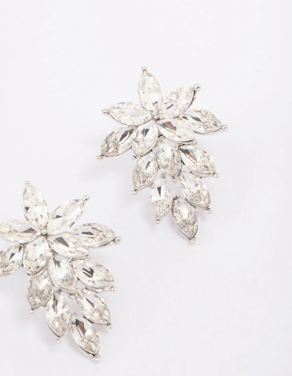 Silver Pear Diamante Statement Drop Earrings - Image 3