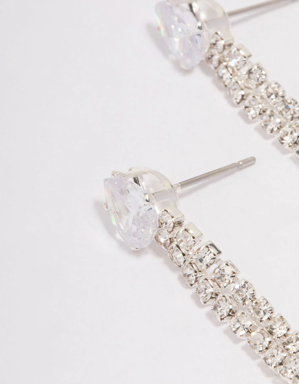 Silver Pear-Shape Cup Chain Drop Earrings - Image 2