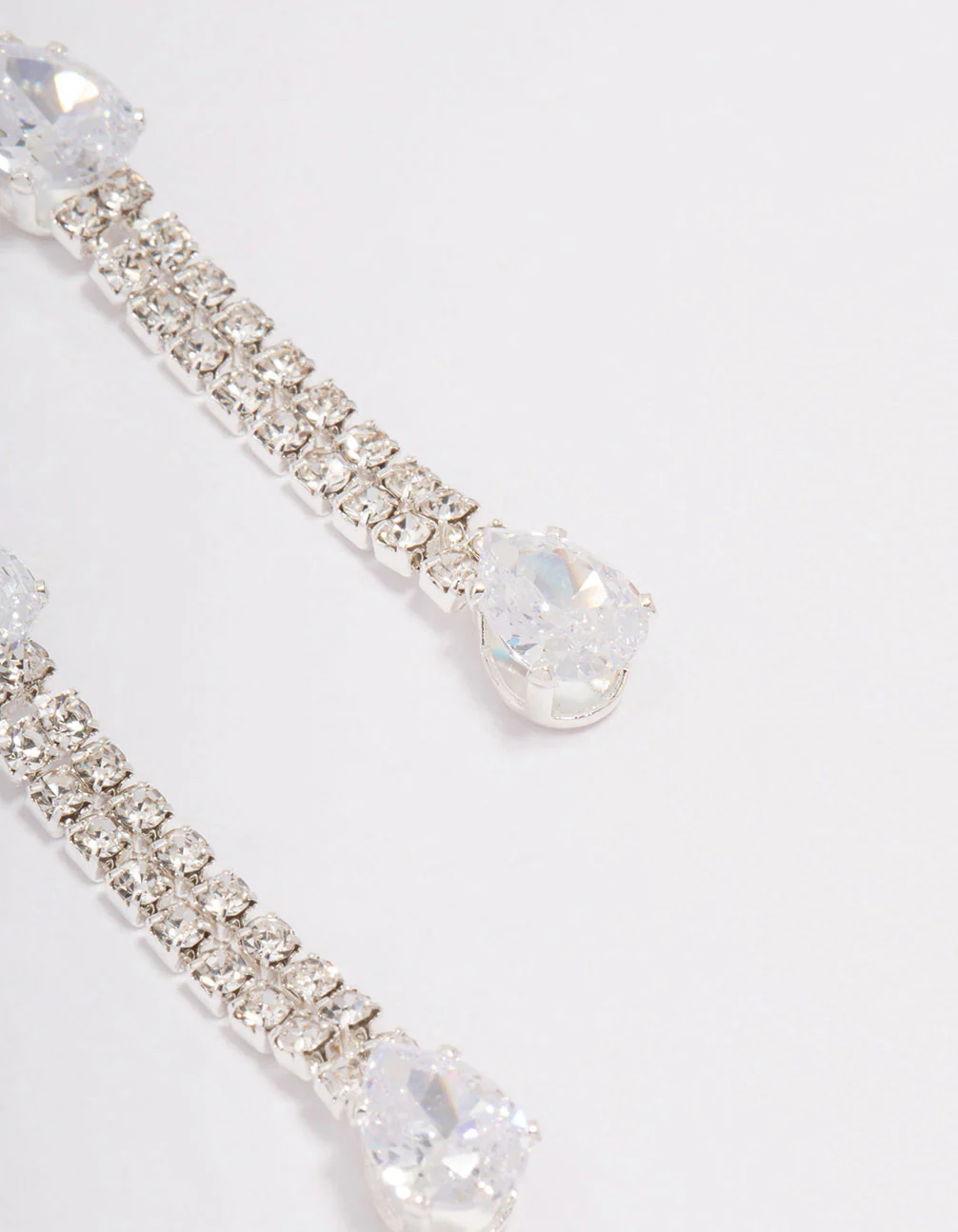 Silver Pear-Shape Cup Chain Drop Earrings - Image 3