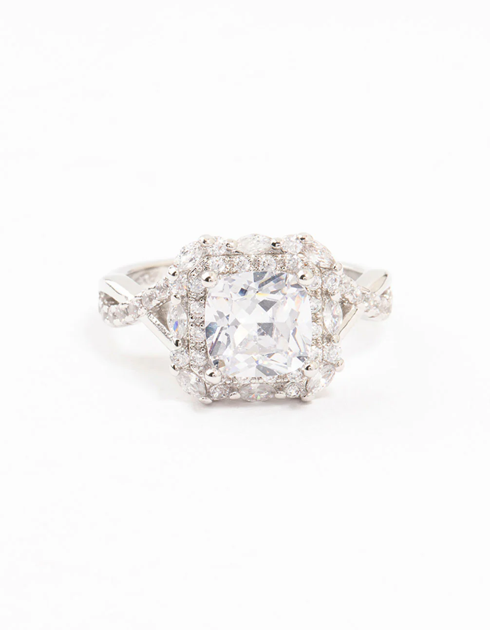 Silver Princess Cubic Zirconia Halo Ring - Image 3
