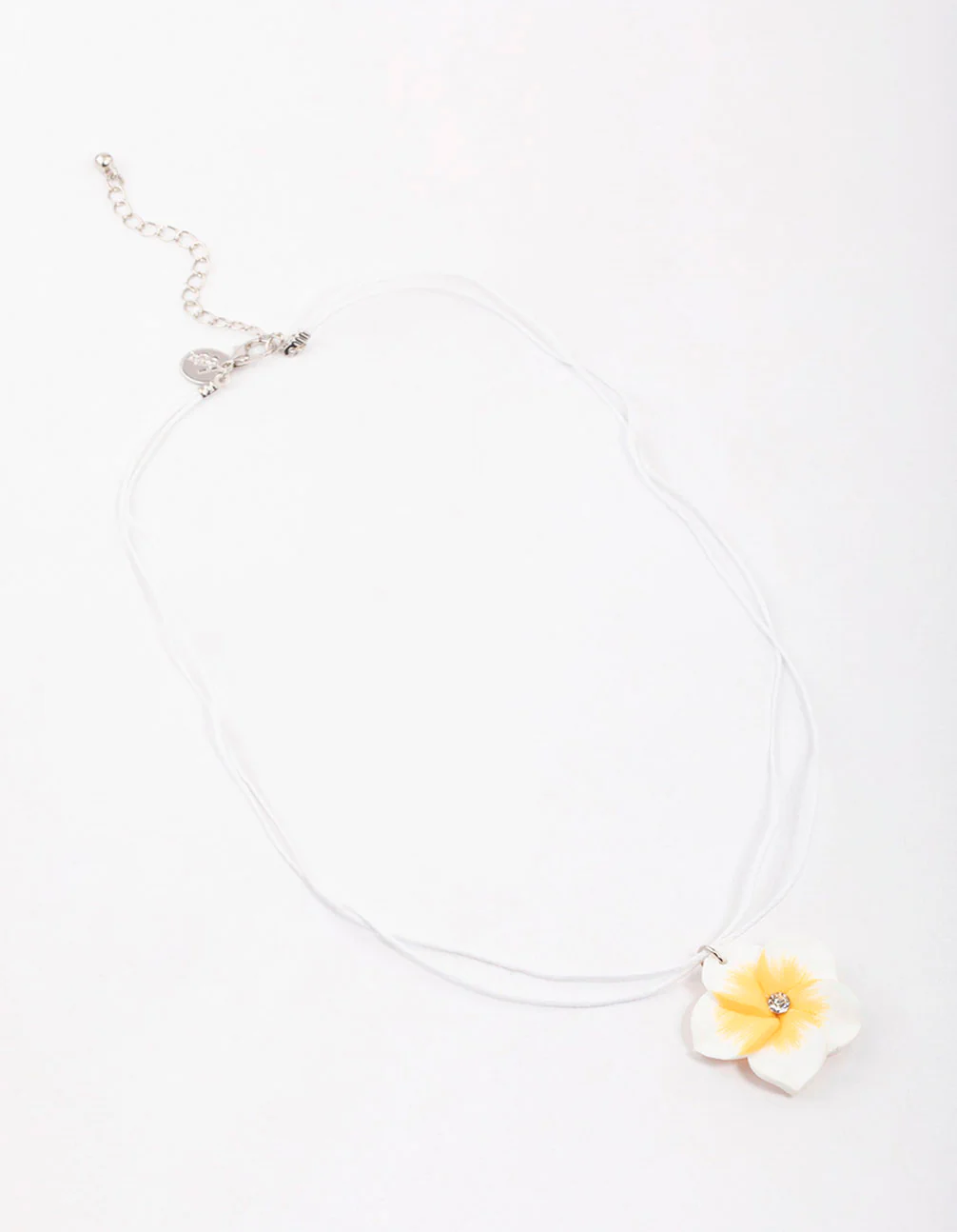 Silver Rope Diamante Frangipani Short Necklace - Image 2