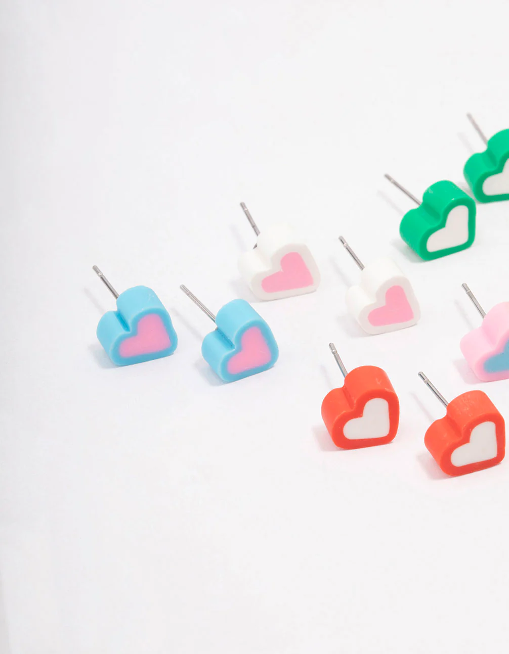 Silver Rubber Heart Stud Earring 8-Pack - Image 2