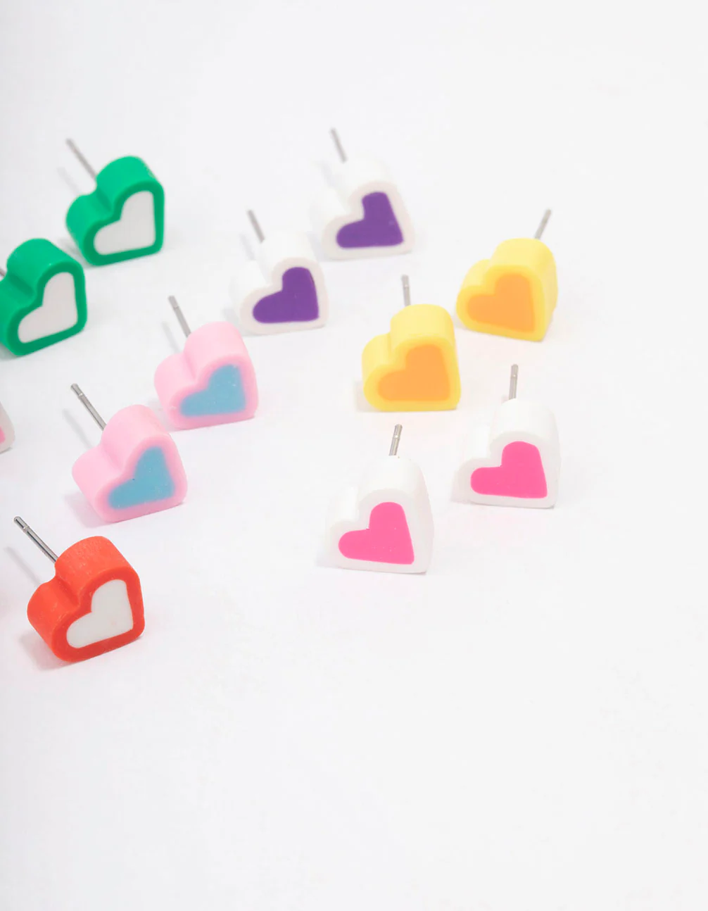 Silver Rubber Heart Stud Earring 8-Pack - Image 3