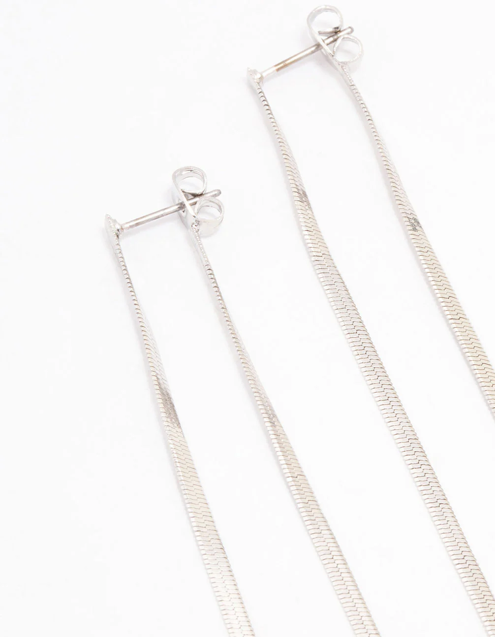 Silver Snake Chain Drop Earrings - Image 4